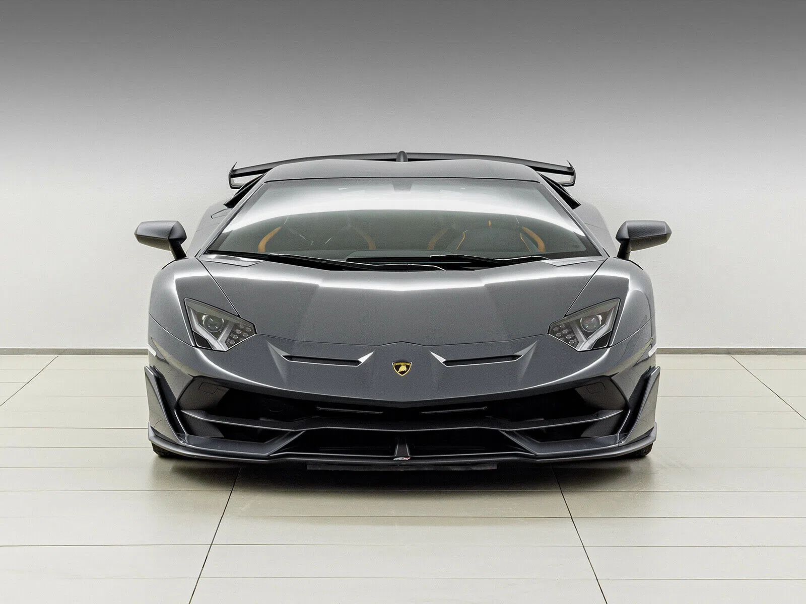 2019 Lamborghini Aventador SVJ Coupe LP770-4 for sale, front three-quarter view, Grigio Telesto