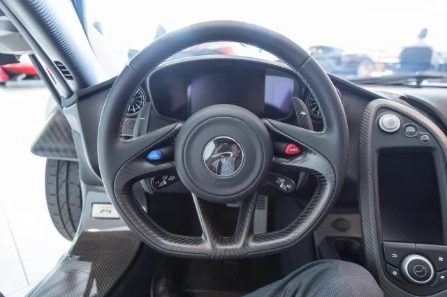2015 McLaren P1 interior, Carbon black leather & alcantara