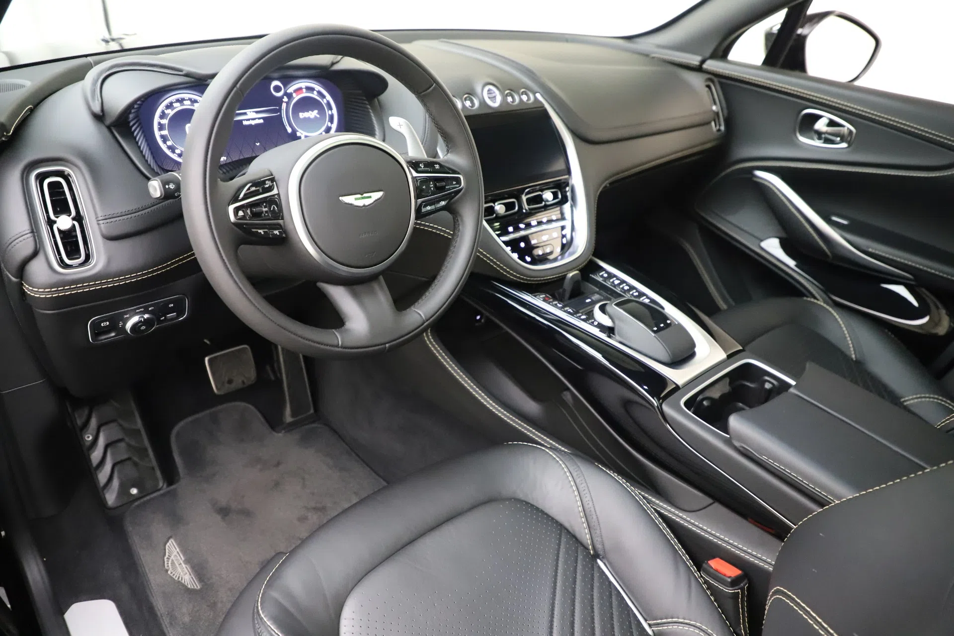 2020 Aston Martin DBX SUV interior, dashboard, Black