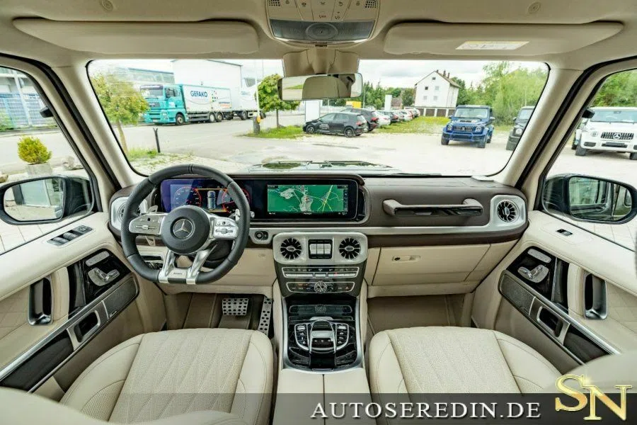 2020 BRABUS G 800 interior, dashboard, Beige | Vollleder