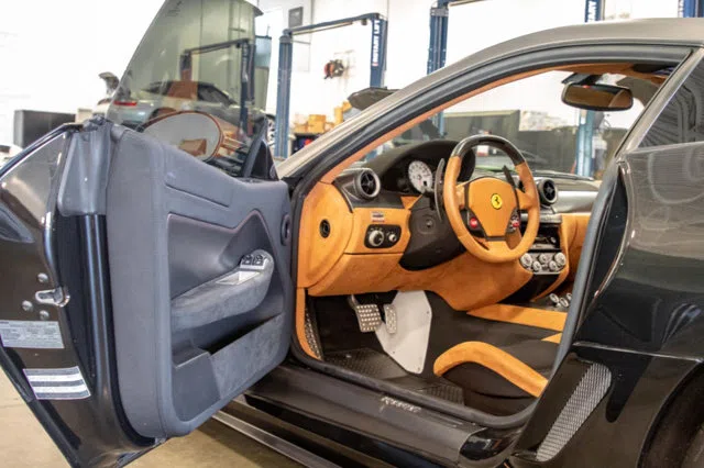 2011 Ferrari 599 GTO interior, door panel, Leather Black