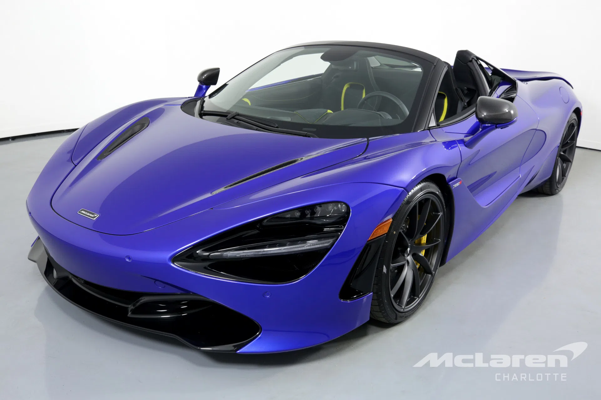 2020 McLaren 720S Spider Performance for sale, front three-quarter view, Burton Blue