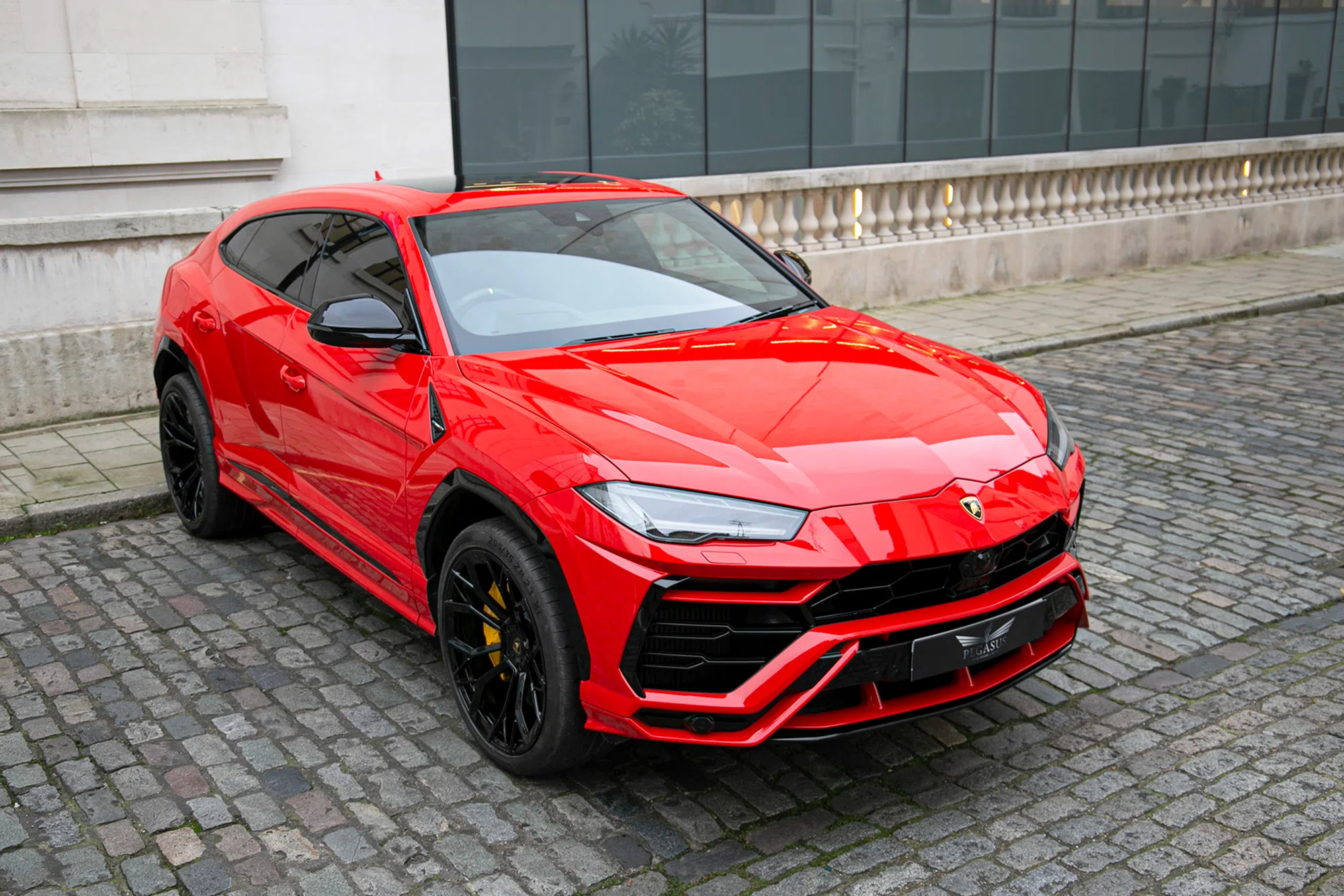 2018 Lamborghini Urus for sale, front three-quarter view, Red