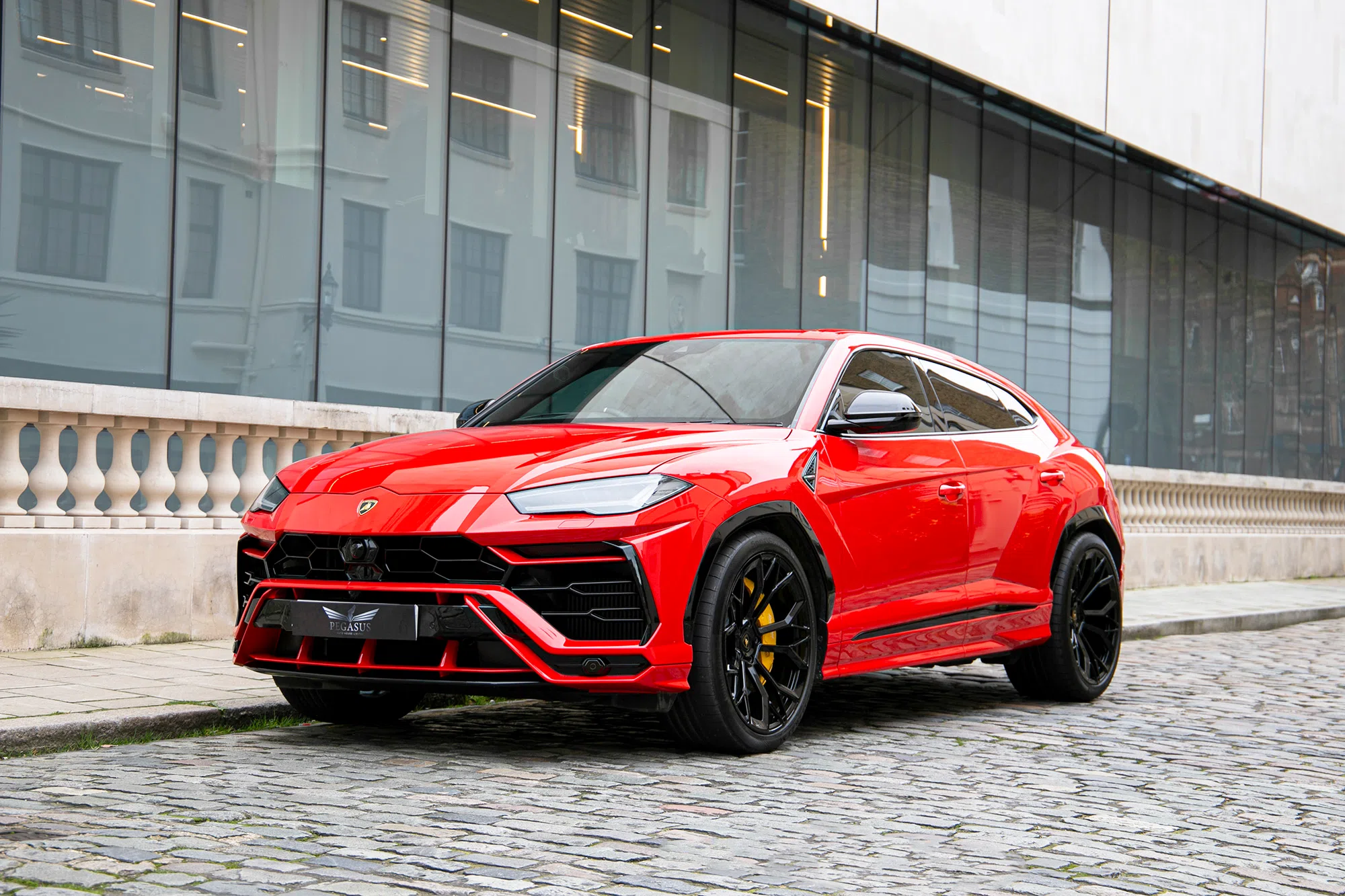 2018 Lamborghini Urus for sale, front three-quarter view, Red