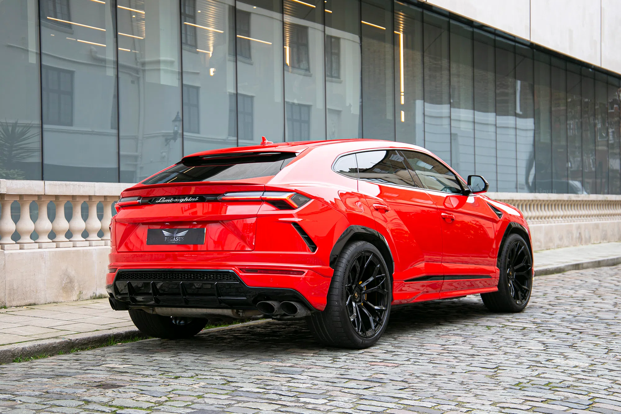 2018 Lamborghini Urus, rear three-quarter view, Red