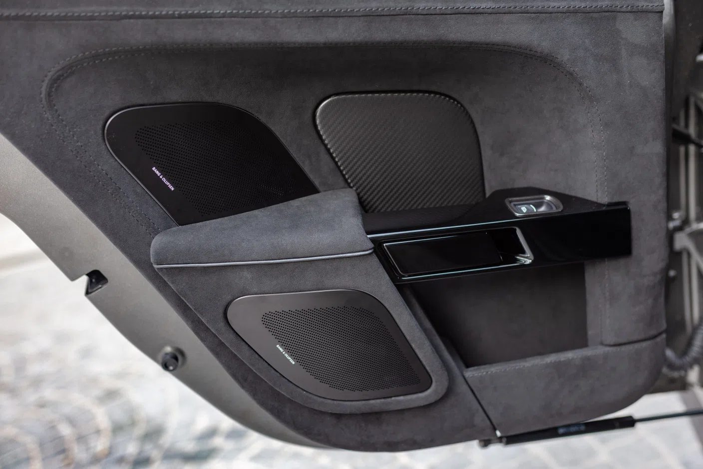 2019 Aston Martin Rapide AMR interior, door panel, Cuir alcantara noir