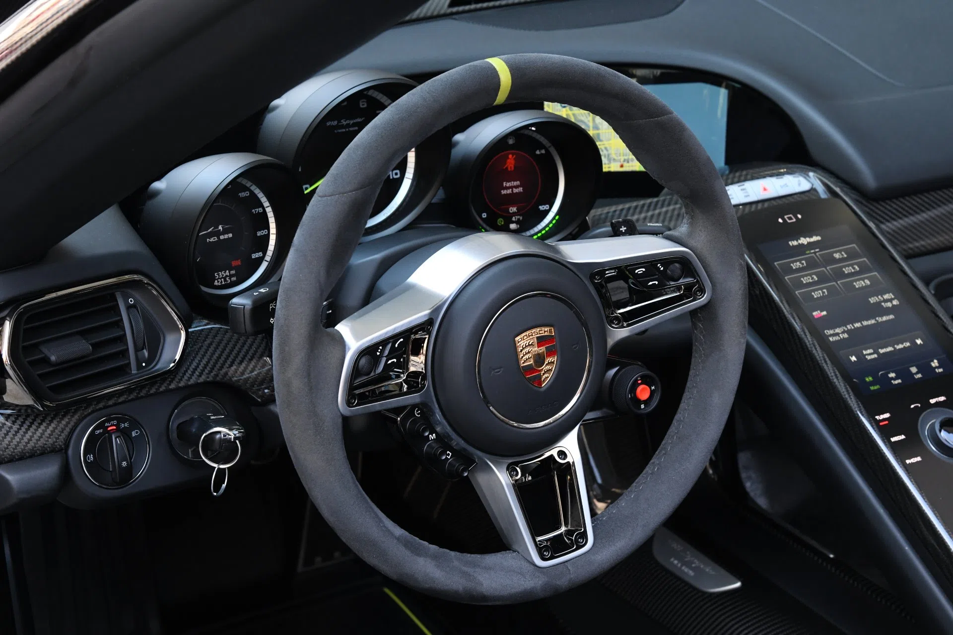 2015 Porsche 918 Spyder Weissach Package interior, Onyx Black with Acid Green accents