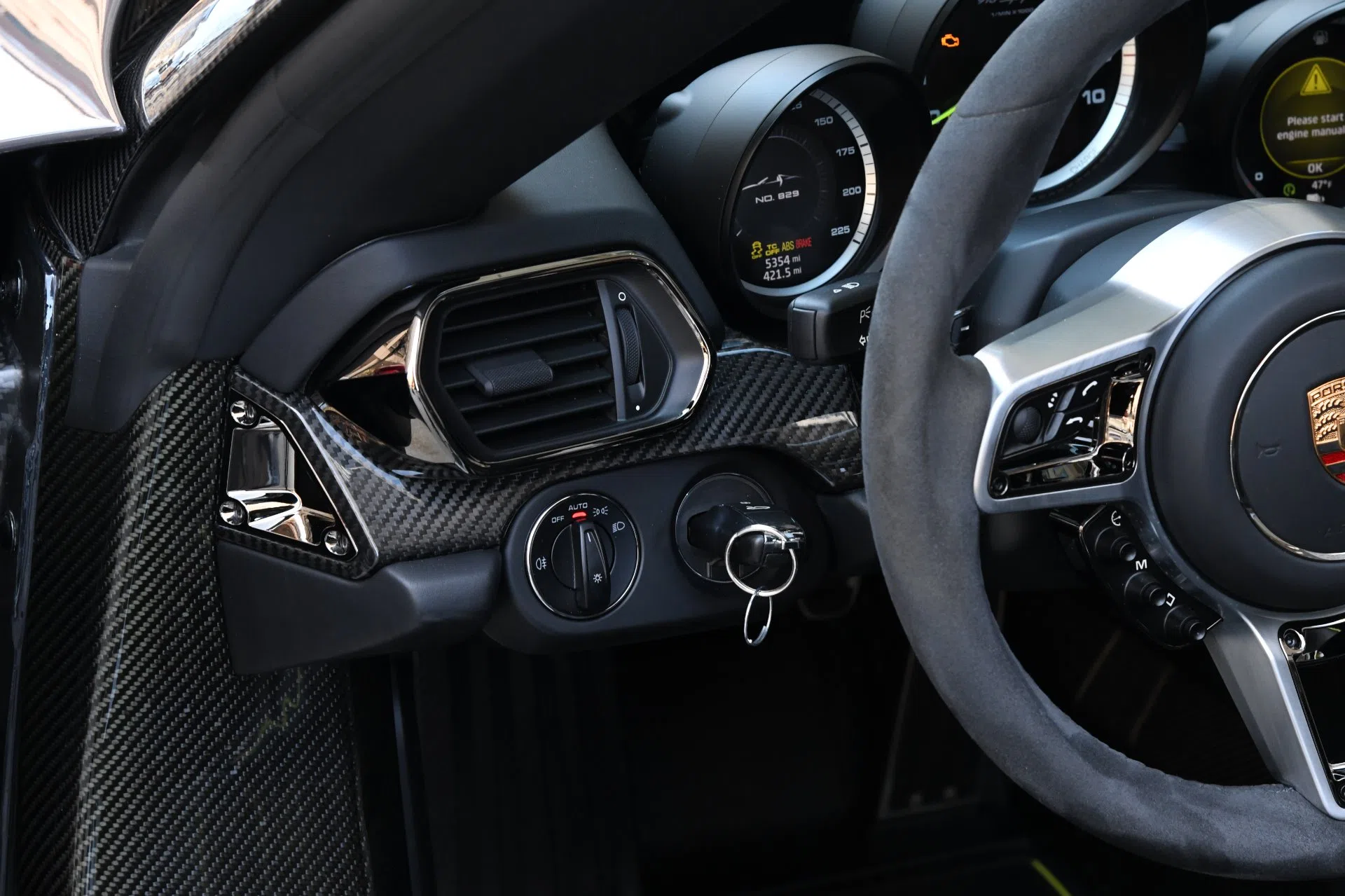 2015 Porsche 918 Spyder Weissach Package interior, dashboard, Onyx Black with Acid Green accents