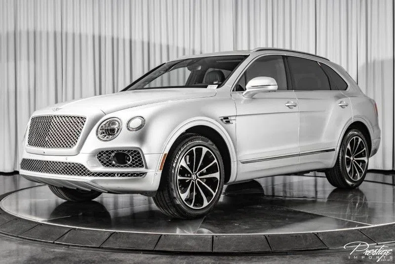 2018 Bentley Bentayga for sale, front three-quarter view, Grey