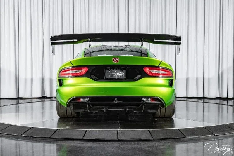 2017 Dodge Viper GTC, rear three-quarter view, Snakeskin Green