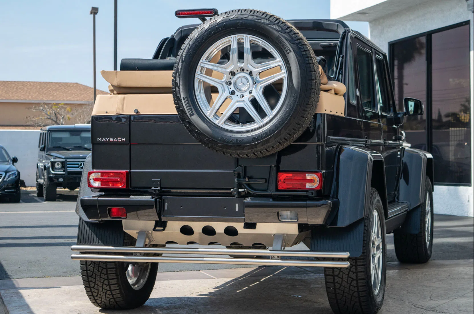 2018 Mercedes-Maybach G 650 Landaulet, rear three-quarter view, designo Mokkaschwarz Metallic