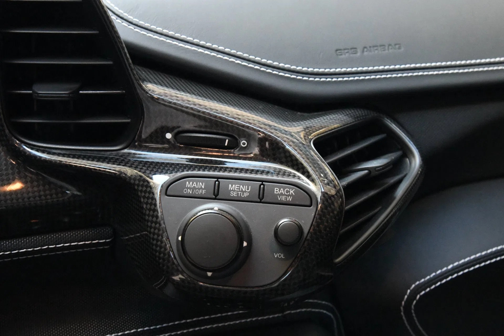 2015 Ferrari 458 Speciale interior, center console, NERO