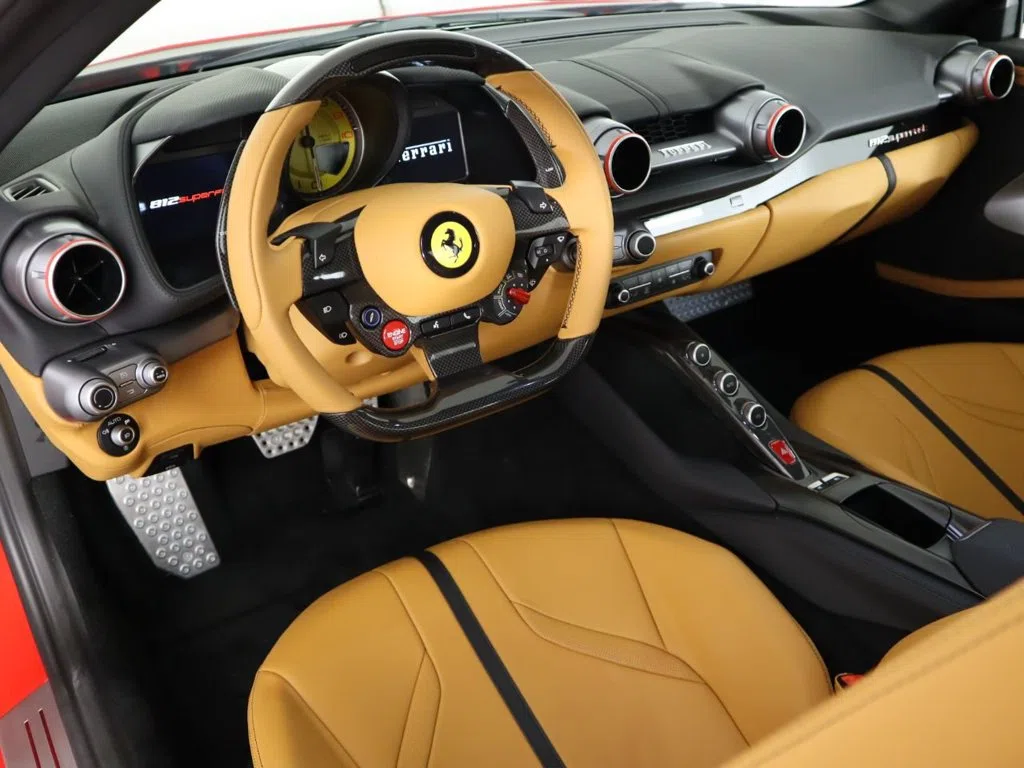 2018 Ferrari 812 Superfast interior, dashboard, Beige Tradizione Leather