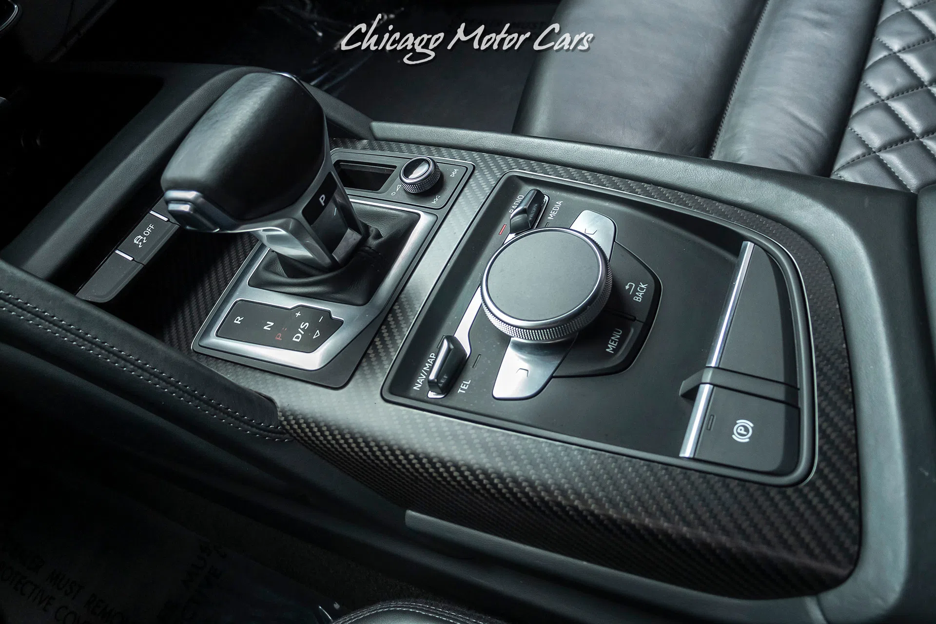 2017 Audi R8 5.2 Quattro V10 Plus Msrp interior, center console, Black W/ Silver Stitching