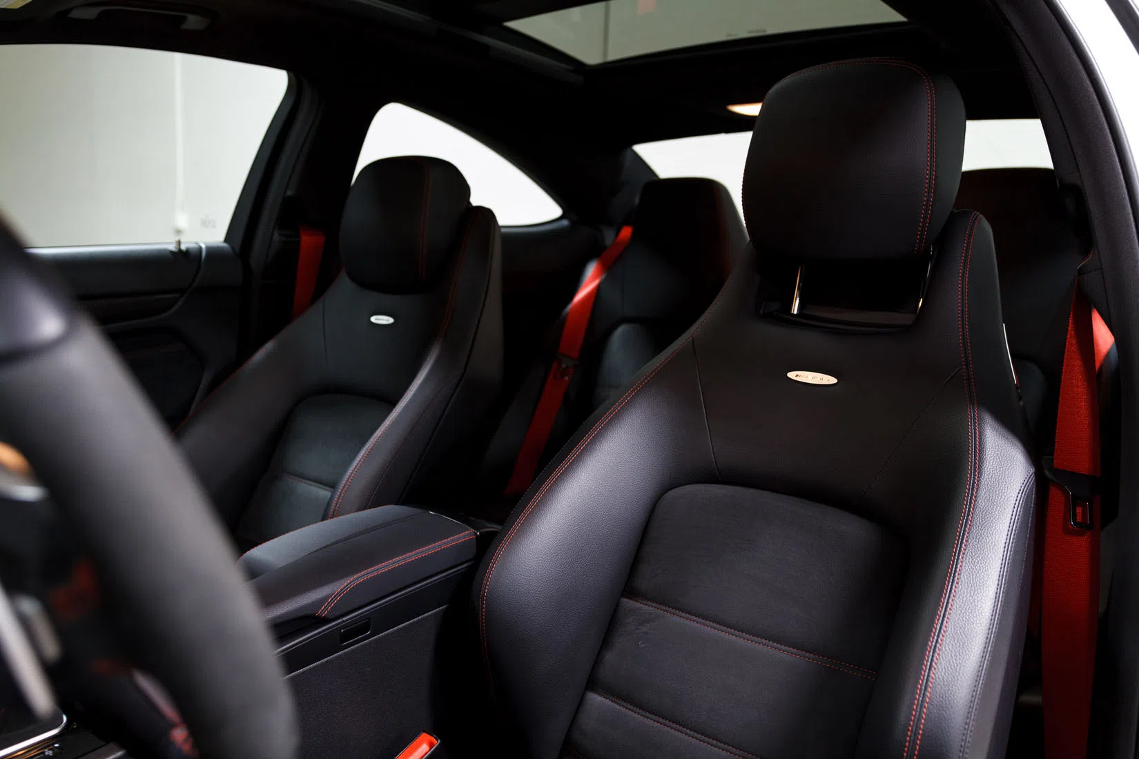 2013 Mercedes-Benz C63 AMG Black Series interior, seats, Black with Red Stitching