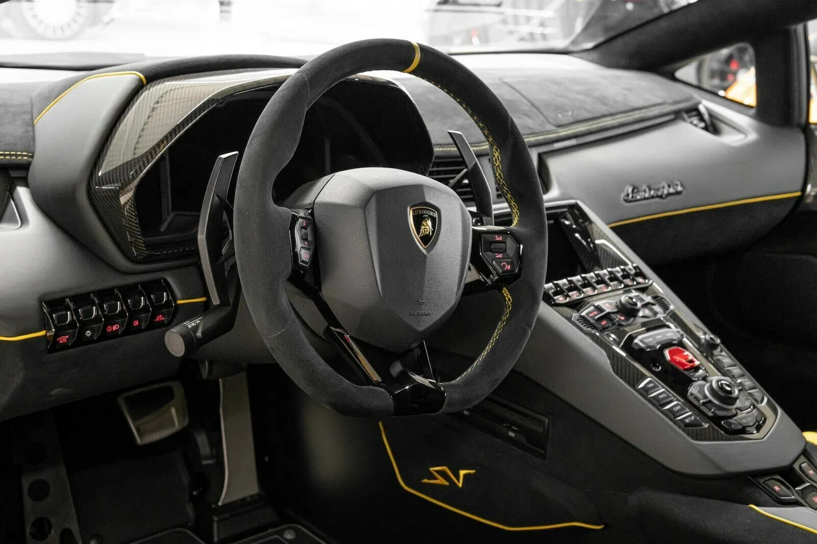 2017 Lamborghini Aventador LP 750 SV Roadster interior, Alcantara, black