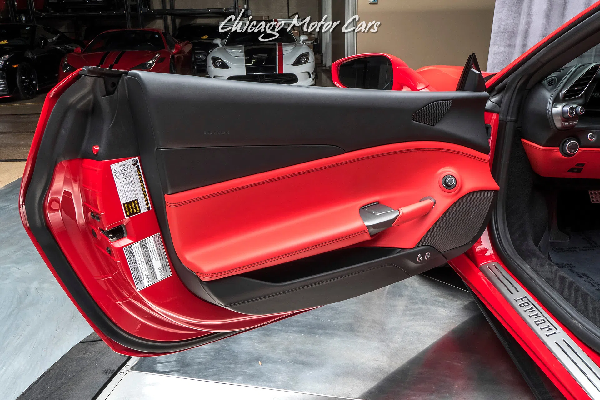 2018 Ferrari 488 Spider interior, door panel, Rosso Ferrari