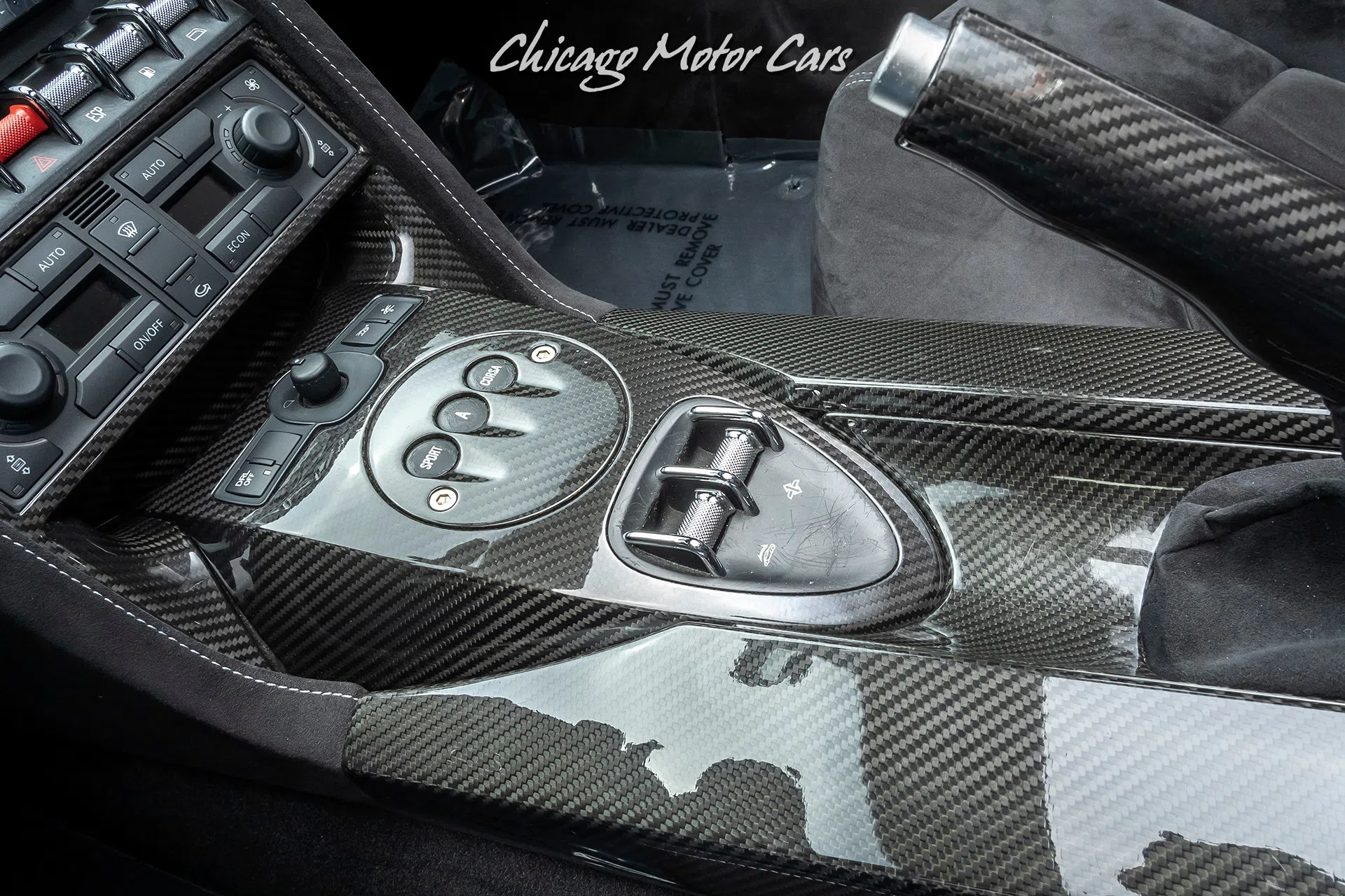 2011 Lamborghini Gallardo LP570-4 Performante Spyder interior, center console, Nero Perseus Black
