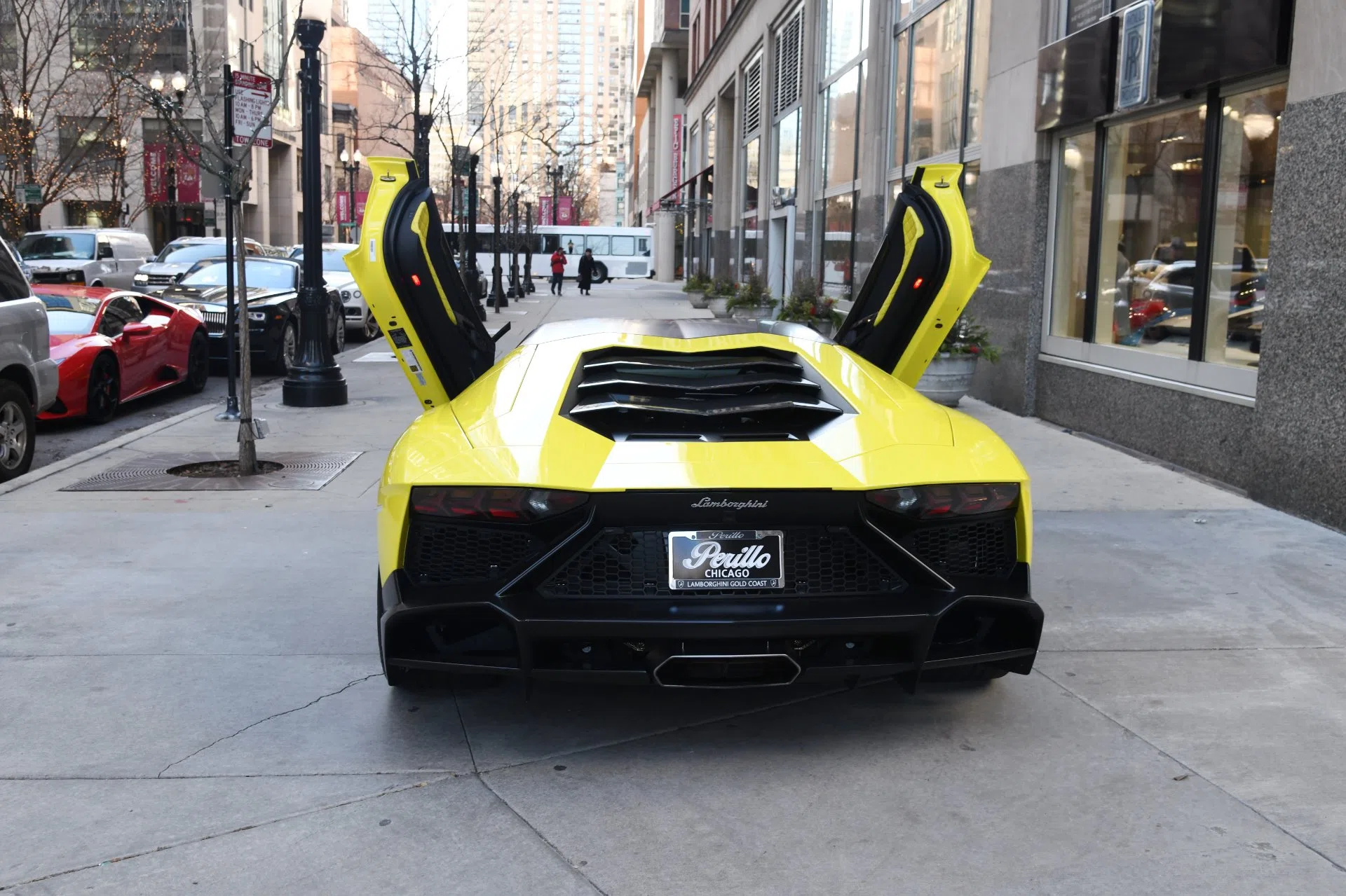 2014 Lamborghini Aventador LP 720-4 50 Anniversario, rear three-quarter view, Giallo Maggio