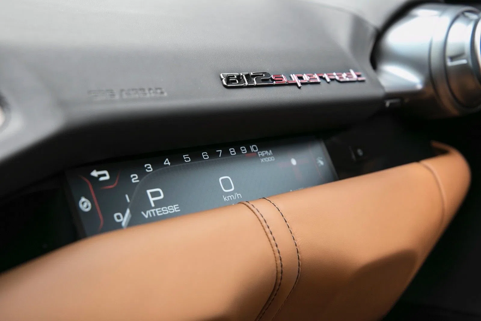 2018 Ferrari 812 Superfast interior, center console, Beige