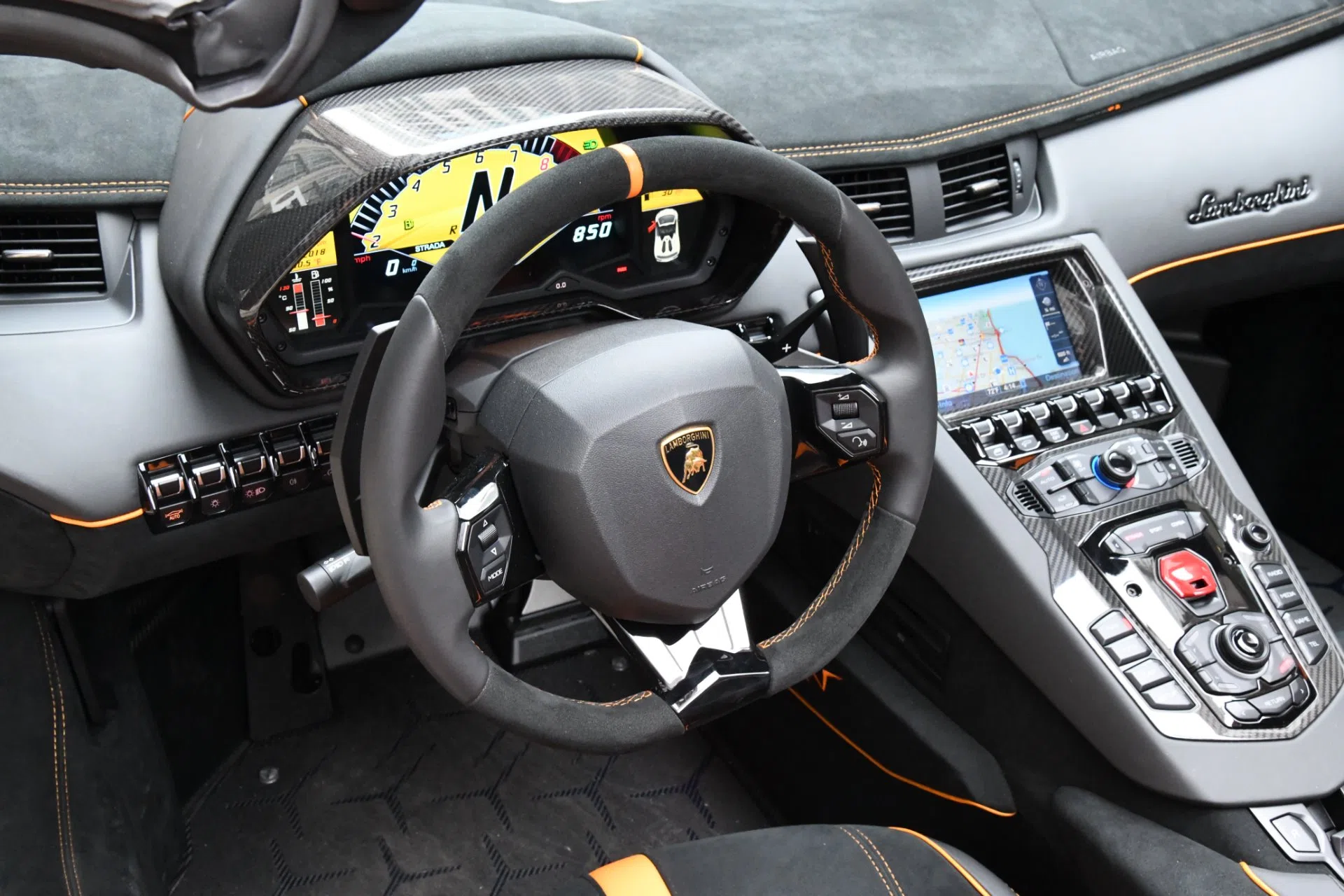 2017 Lamborghini Aventador Roadster LP 750-4 SV interior, NERO ADE