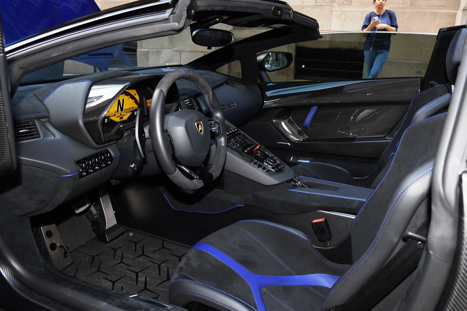 2017 Lamborghini Aventador Roadster LP 750-4 SV interior, NERO ADE