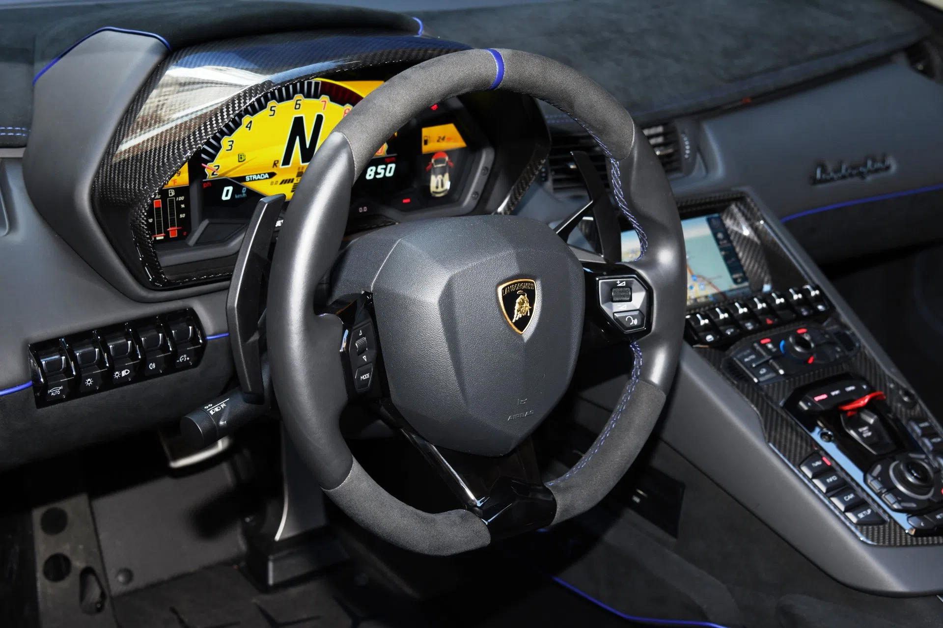 2017 Lamborghini Aventador Roadster LP 750-4 SV interior, NERO ADE