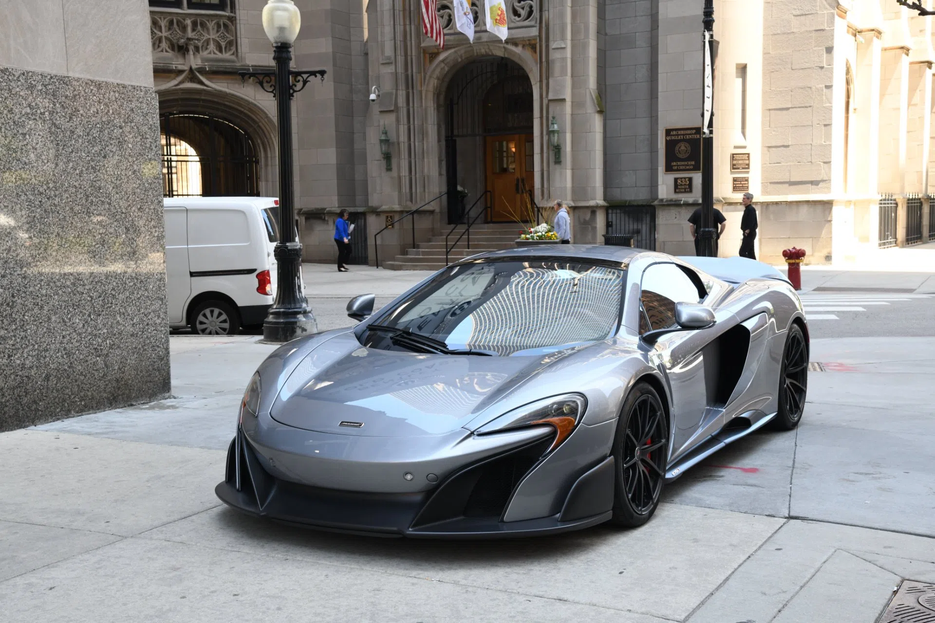 2016 McLaren 675LT Spider for sale, front three-quarter view, Gray (metallic)