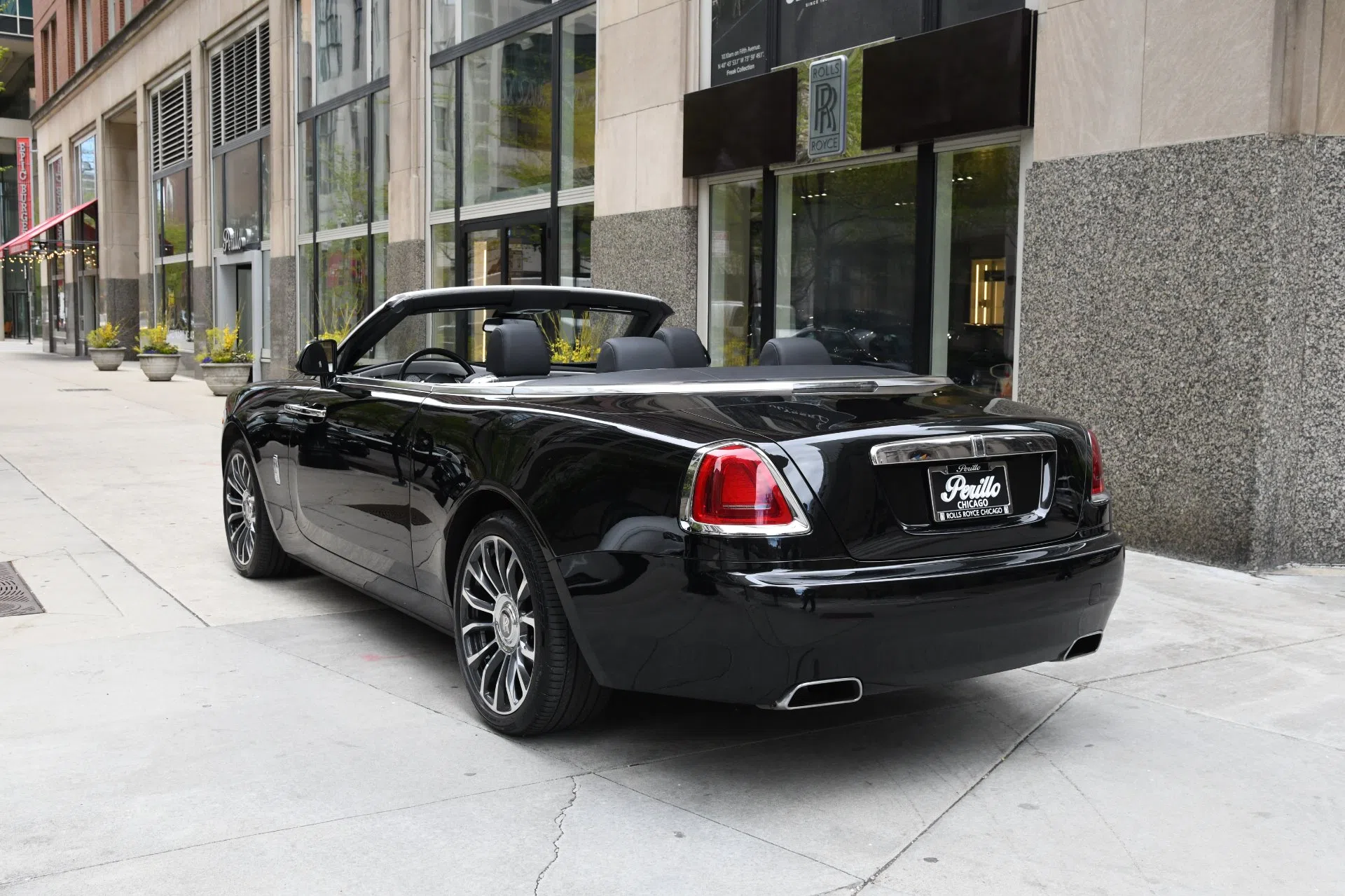 2018 Rolls-Royce Dawn, rear three-quarter view, Black Diamond