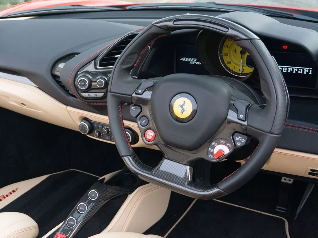 2018 Ferrari 488 Spider interior, dashboard, Sabbia