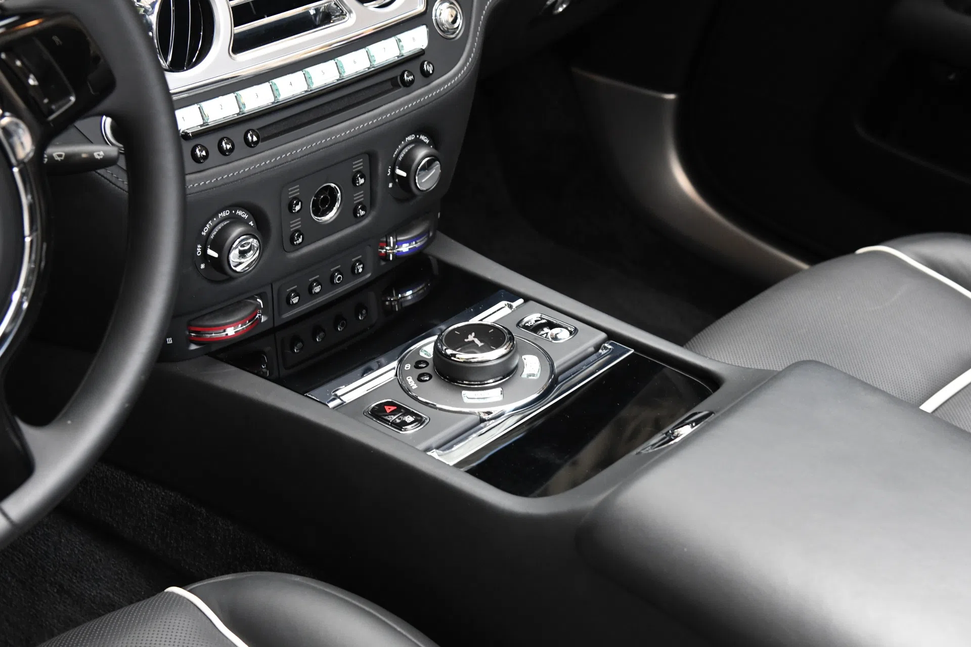 2017 Rolls-Royce Dawn interior, center console, Leather Black
