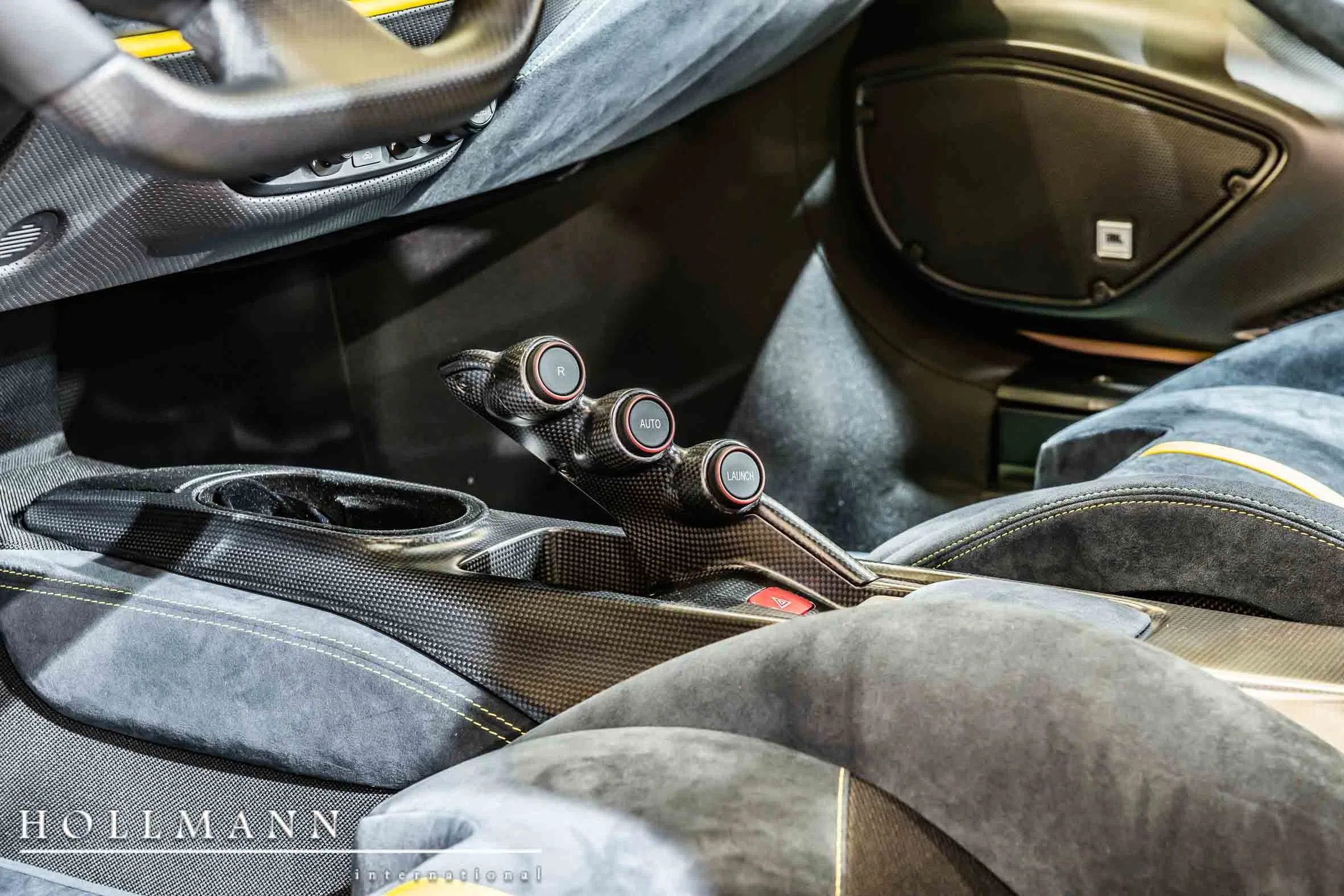 2020 Ferrari 488 Pista interior, center console, Alcantara Nero