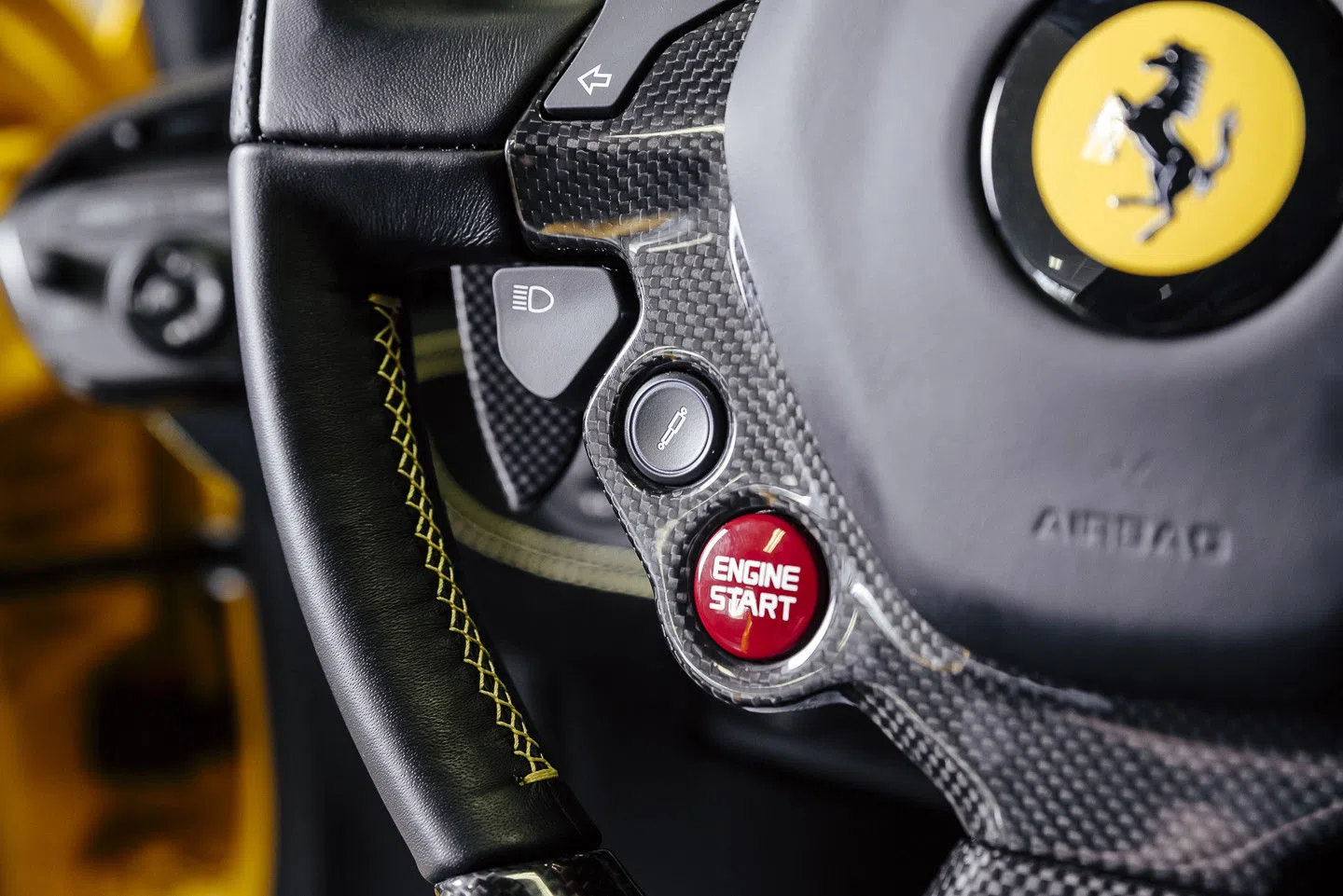 2016 Ferrari 458 Speciale interior, steering wheel, Black-Yellow