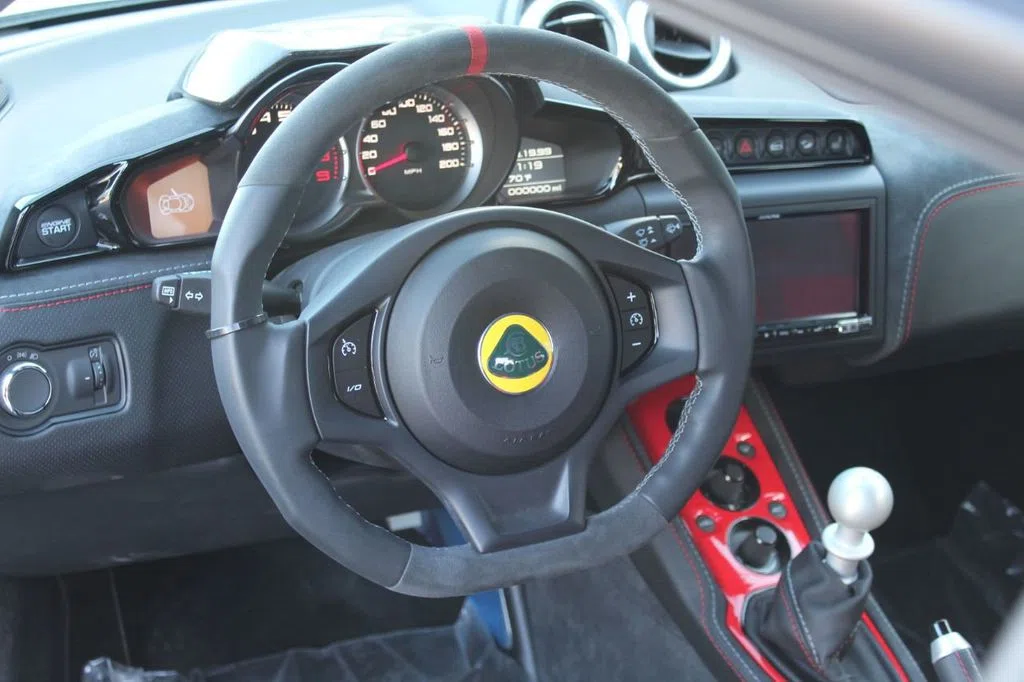 2020 Lotus Evora GT interior, Black Leather