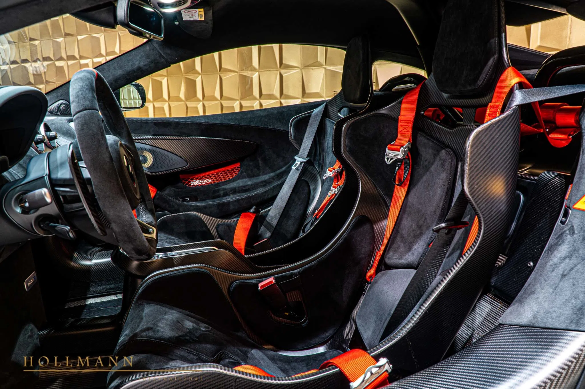 2020 McLaren 620R interior, seats, Alcantara Black