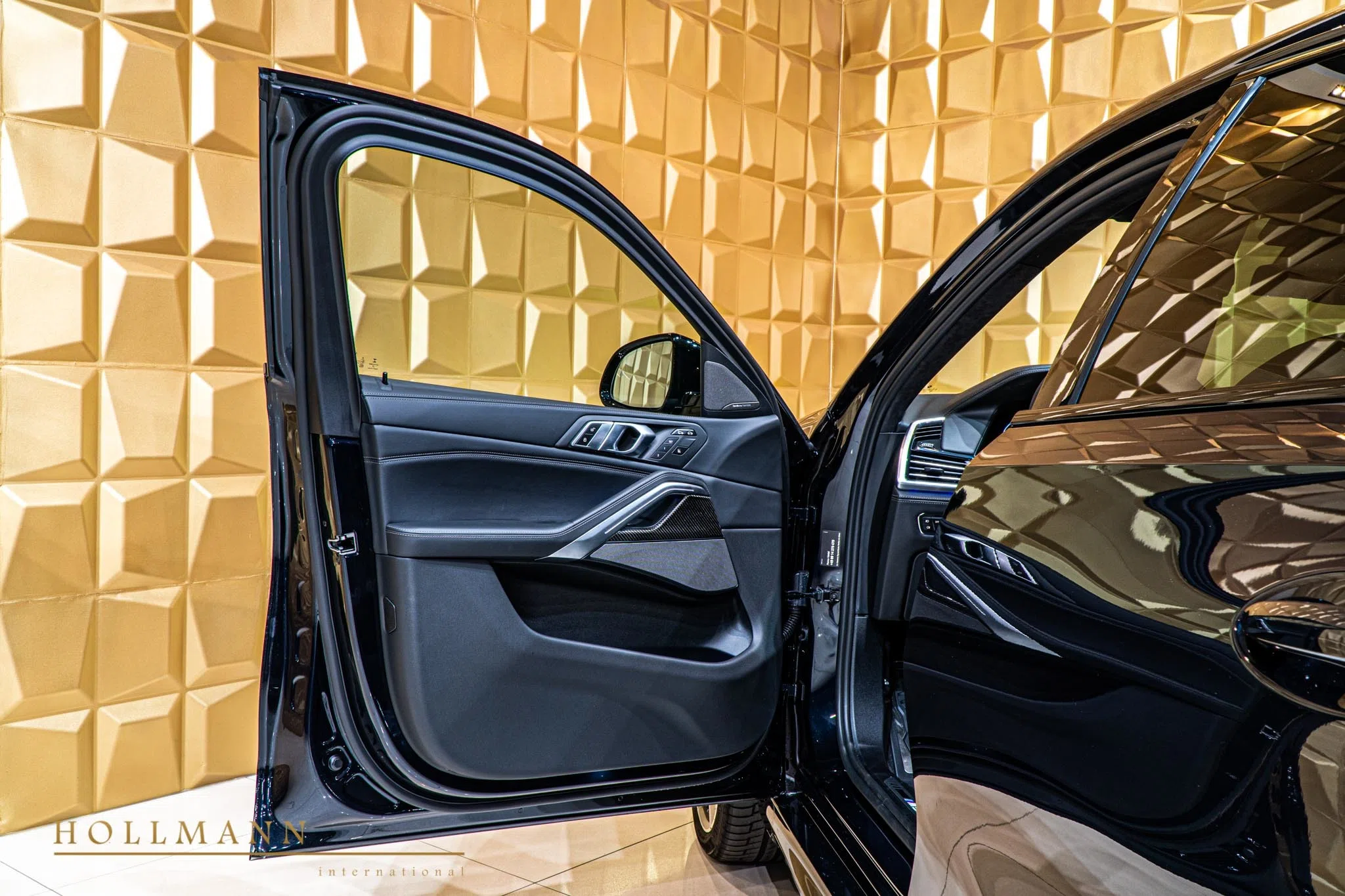 2020 BMW X6 M50i interior, door panel, Leather Merino Black