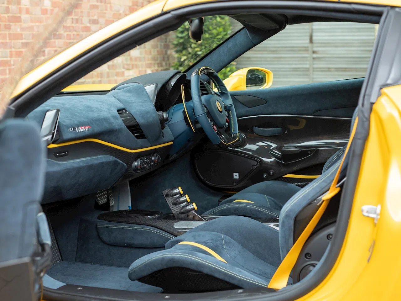 2020 Ferrari 488 Pista Spider interior, Blu Medio Alcantara
