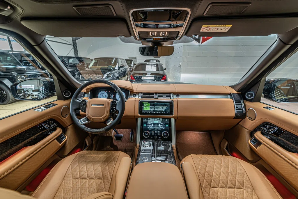 2020 Range Rover 5.0 Supercharged SVAutobiography LWB interior, dashboard, Vintage Tan