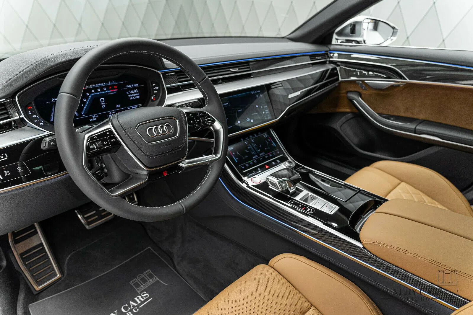 2020 Audi S8 interior, Braun, Vollleder
