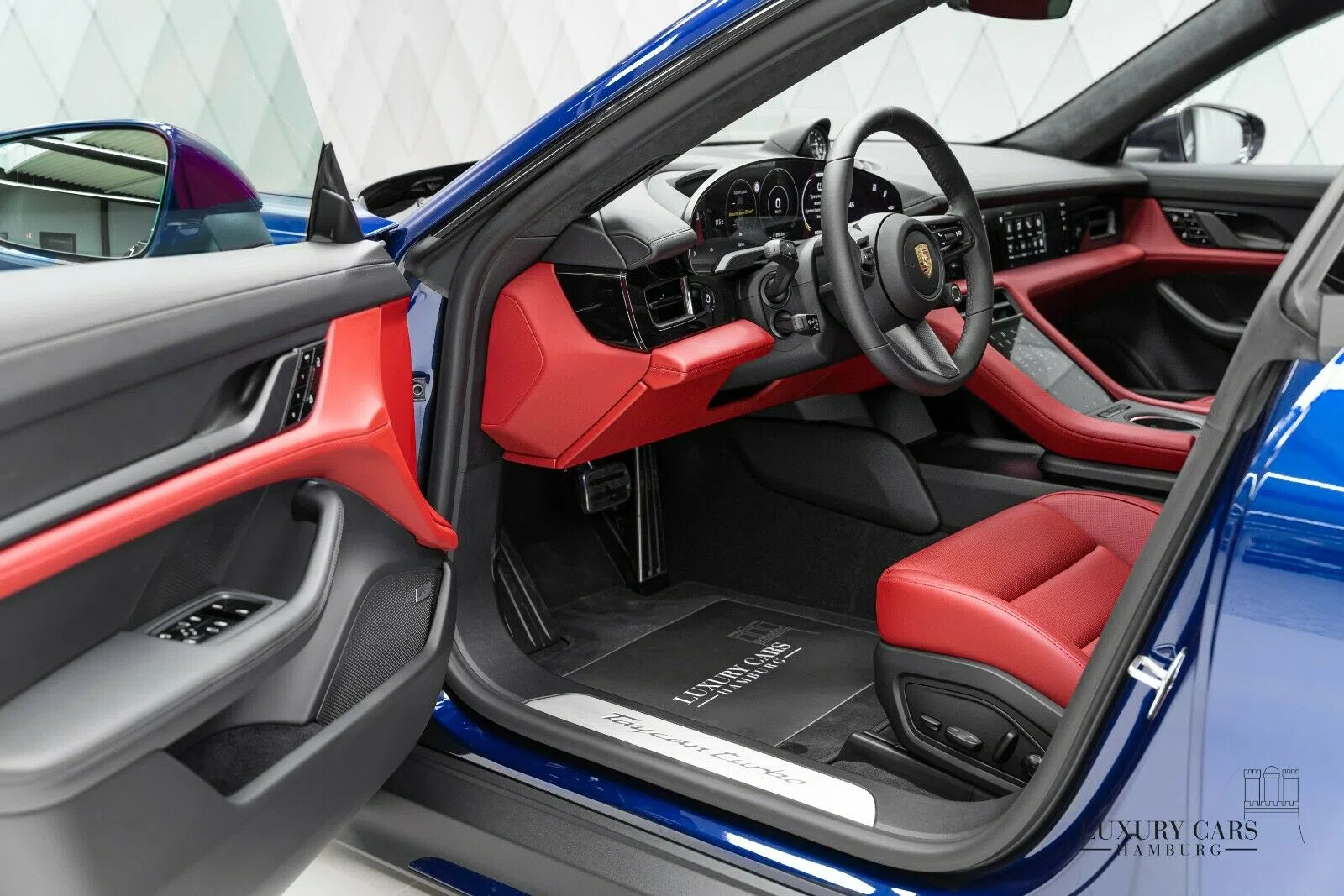2020 Porsche Taycan Turbo interior, Red