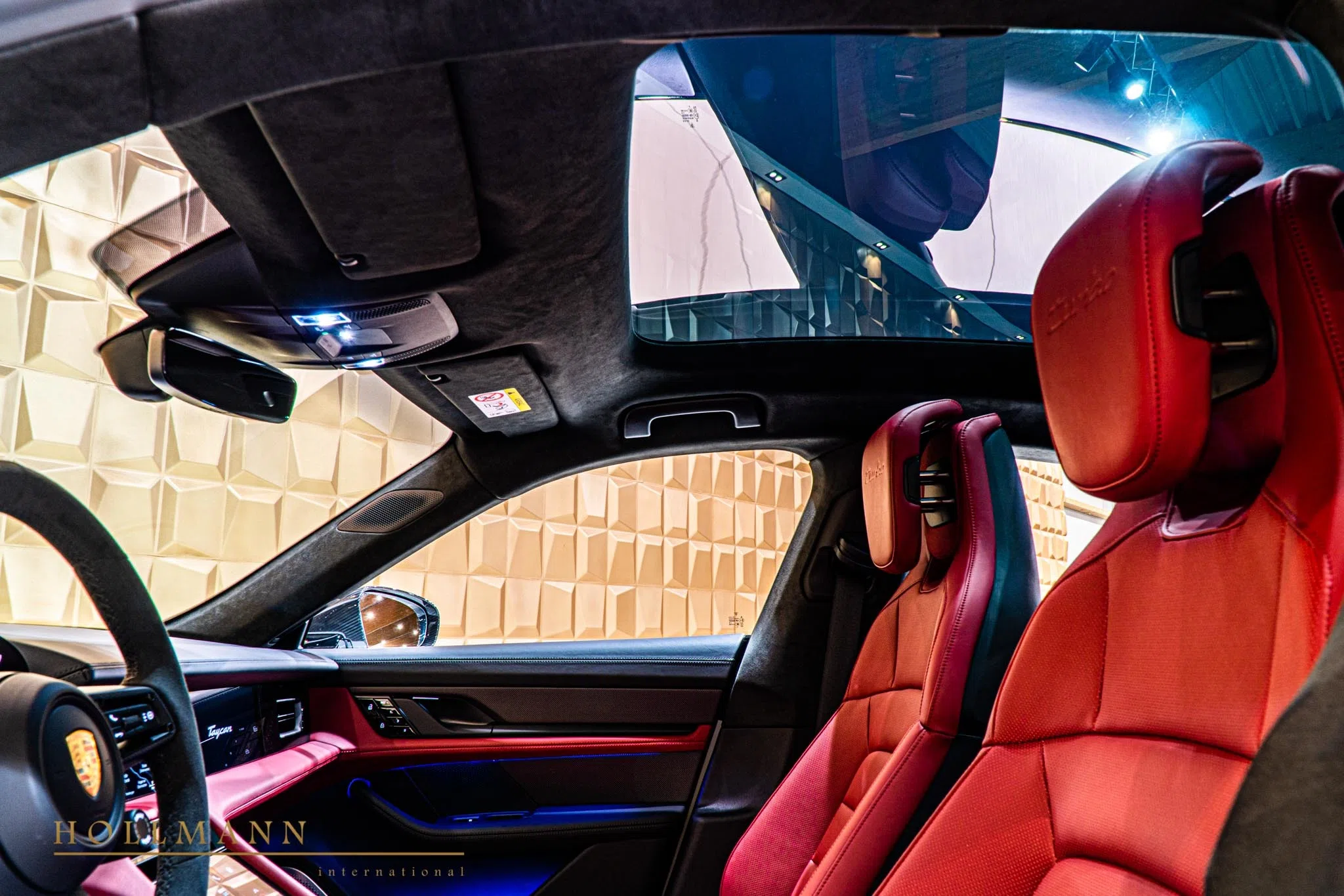 2020 Porsche Taycan Turbo interior, seats, Red Leather
