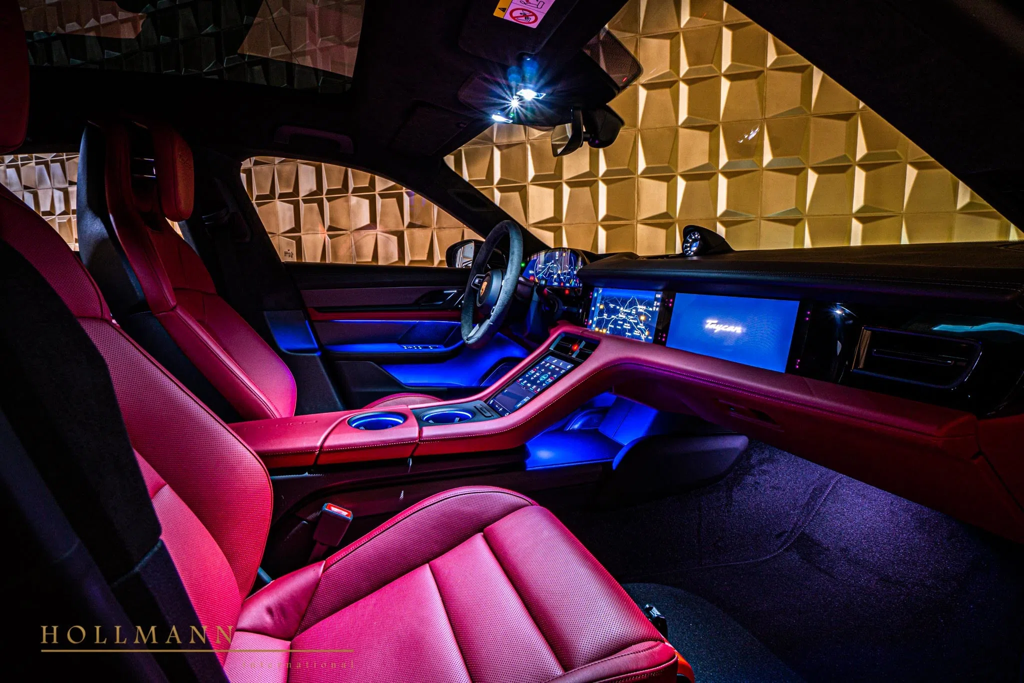 2020 Porsche Taycan Turbo interior, seats, Red Leather