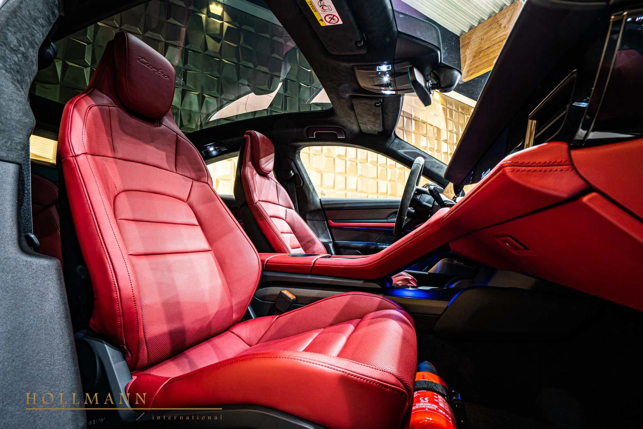 2020 Porsche Taycan Turbo interior, seats, Red Leather