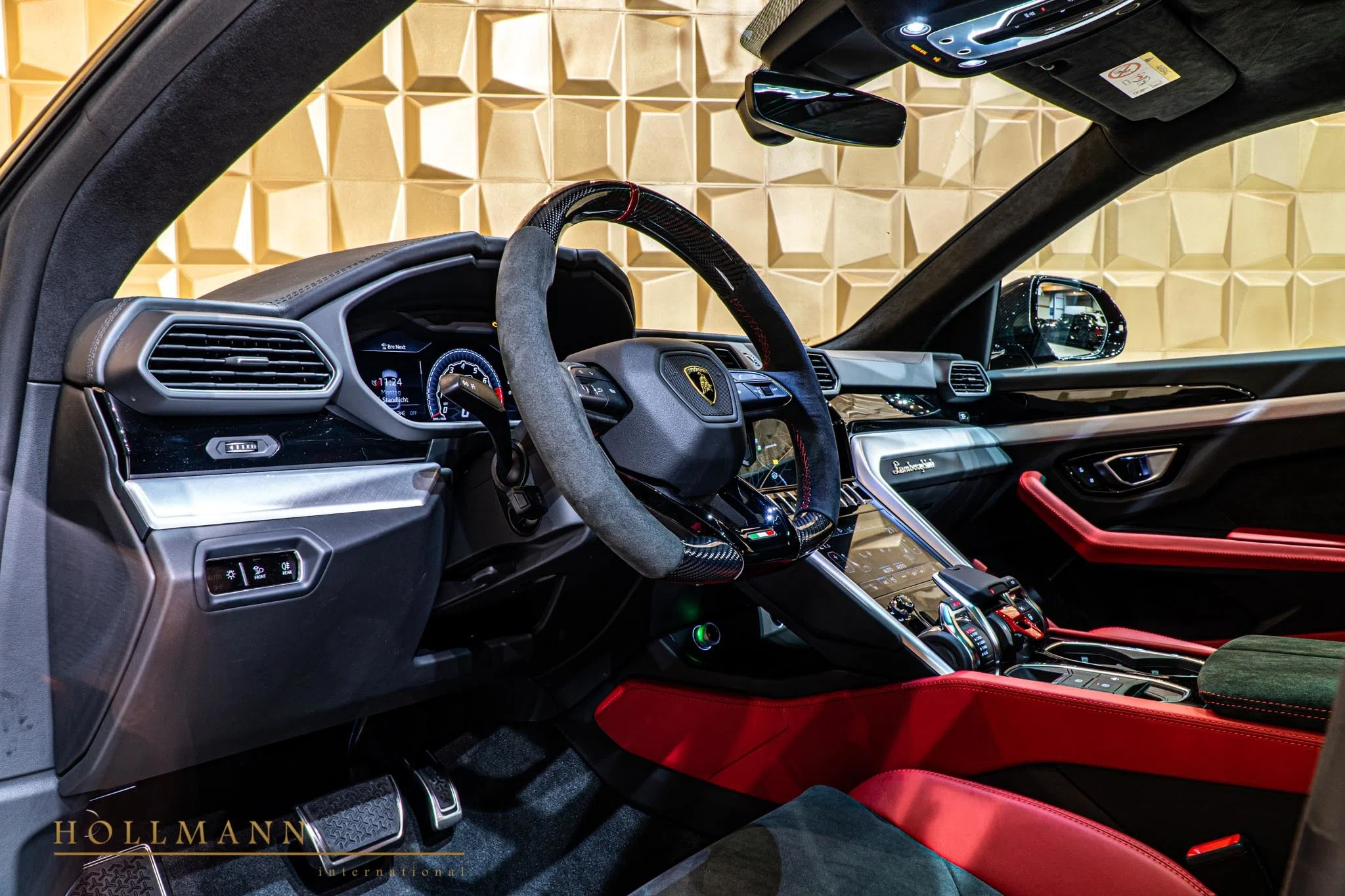 2020 Lamborghini Urus by NOVITEC interior, dashboard, Leather Red with Alcantara Black