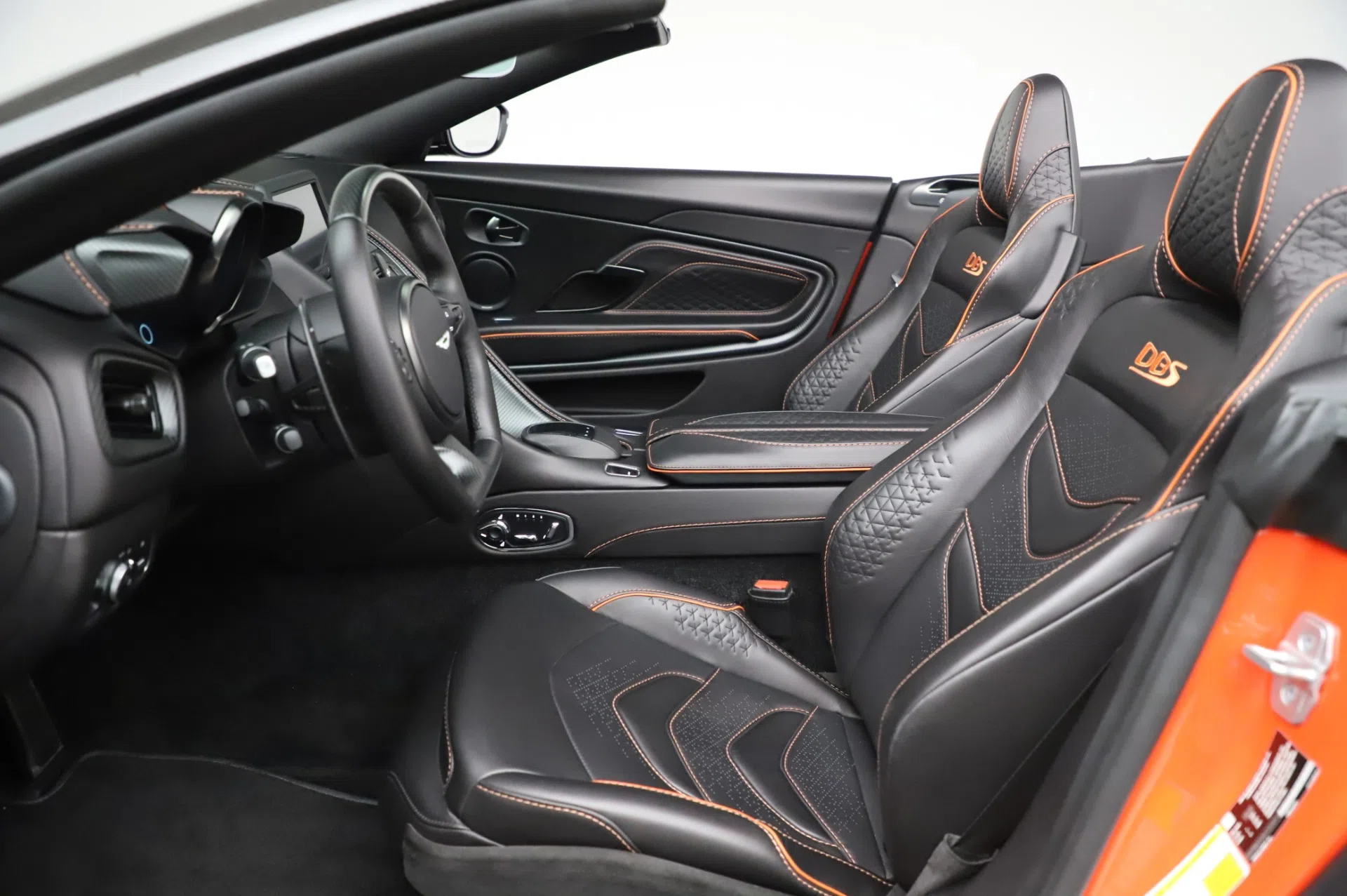 2020 Aston Martin DBS Superleggera Volante interior, seats, Obsidian Black