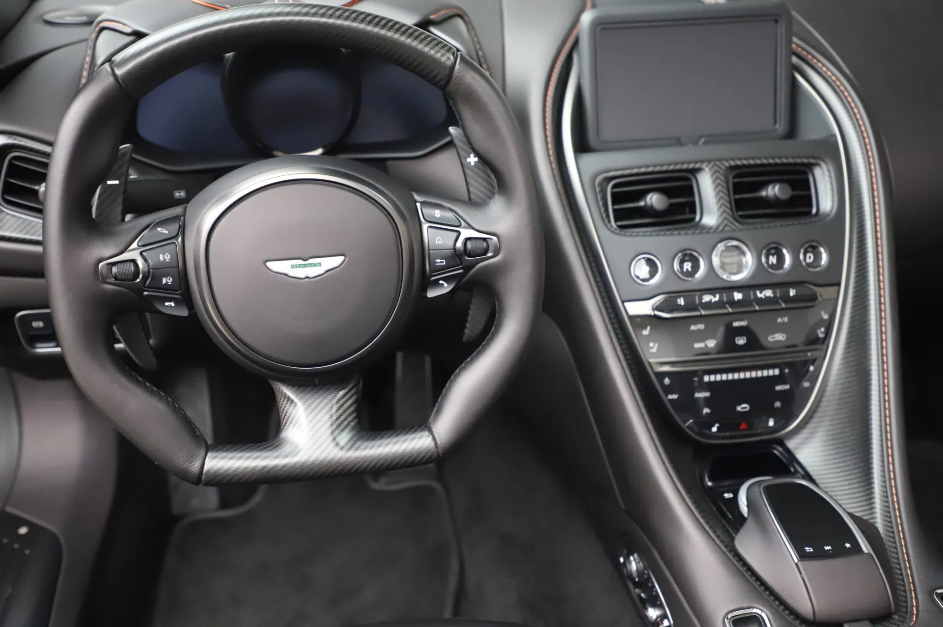 2020 Aston Martin DBS Superleggera Volante interior, dashboard, Obsidian Black