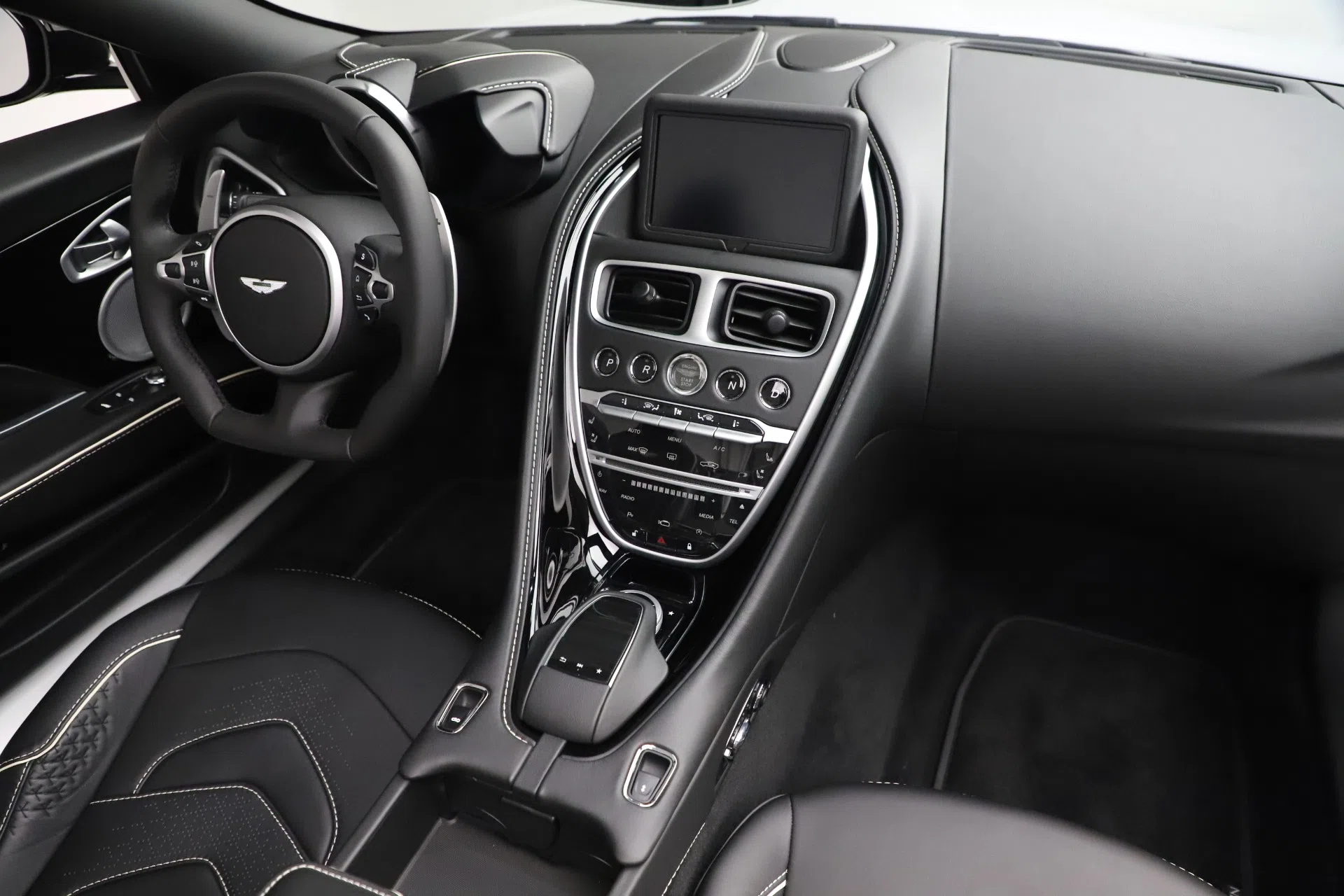 2020 Aston Martin DBS Superleggera Volante Convertible interior, Obsidian Black