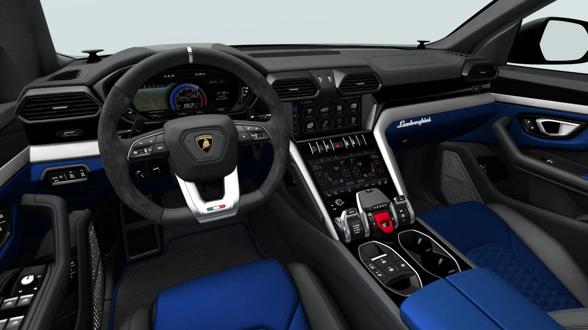 2018 LAMBORGHINI Urus interior, dashboard, Nero Ade / Blu Amon