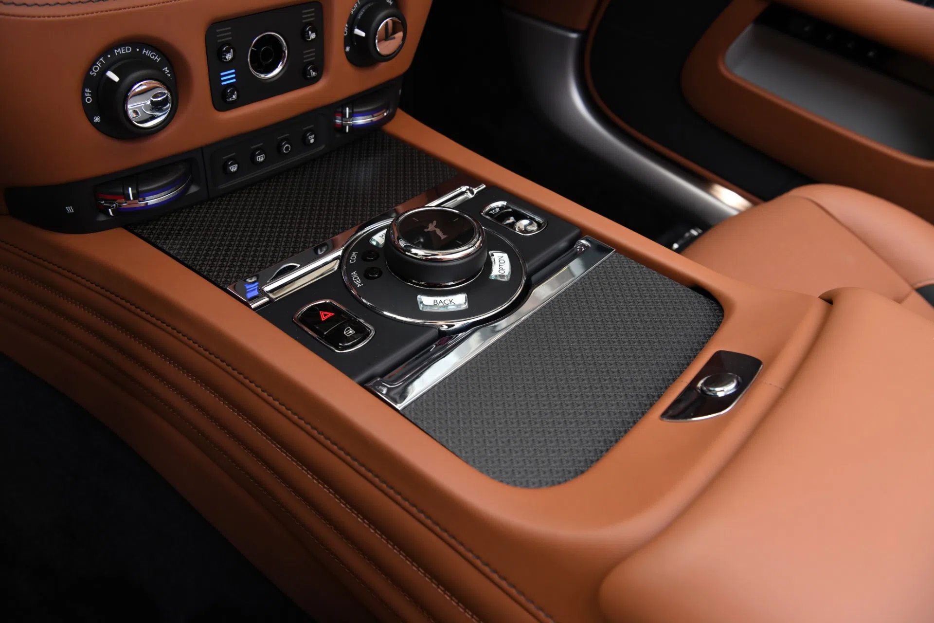 2020 Rolls-Royce Dawn SILVER BULLET COLLECTION interior, center console, CASDEN TAN