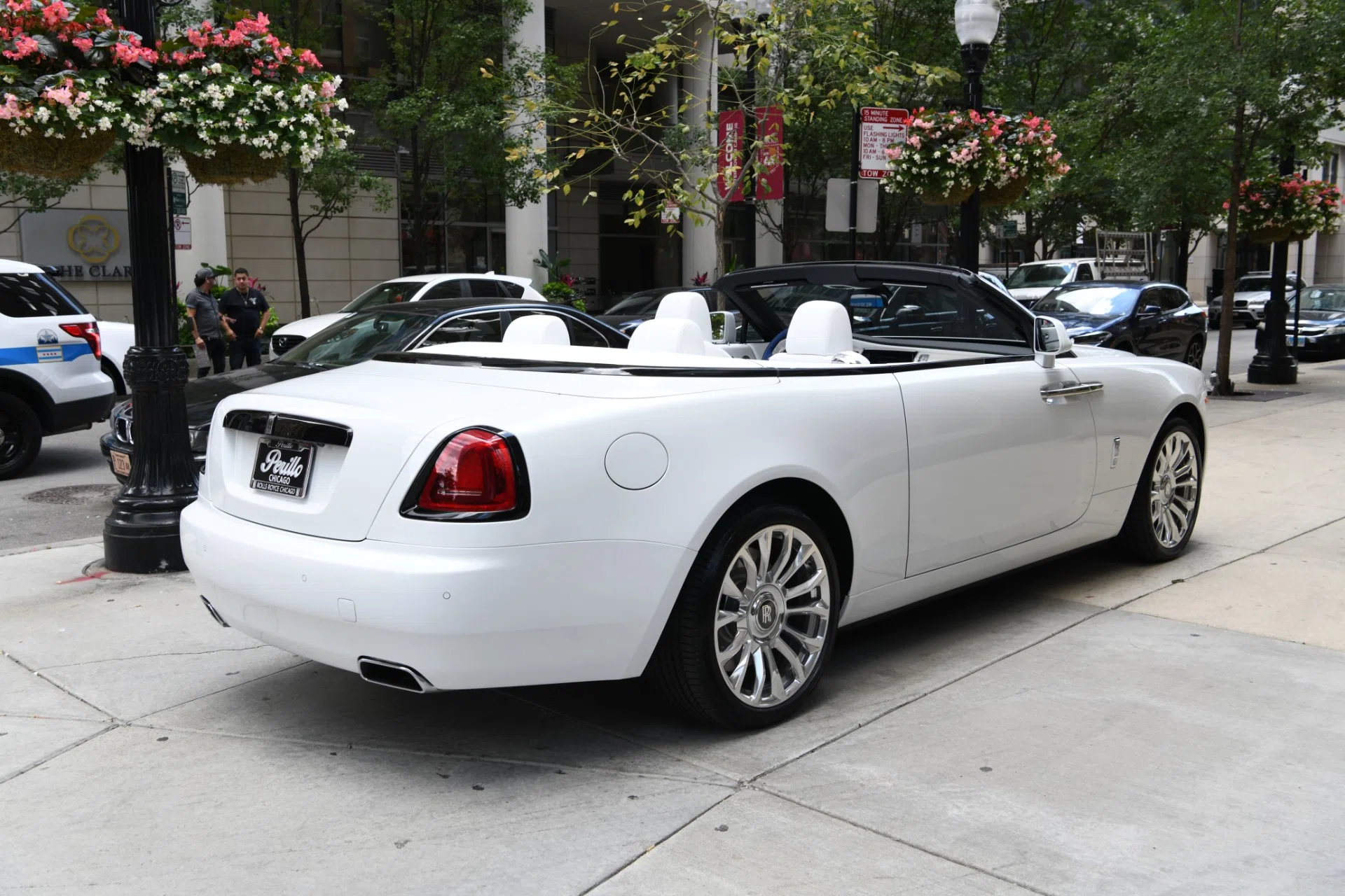 2020 Rolls-Royce Dawn, rear three-quarter view, Arctic White